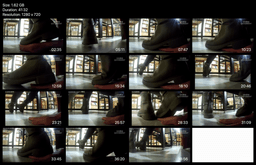 Bookstore girl candid trample on hand with brown ankle boots