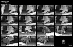 Movie theater girl candid stepping on hands with high heels and ankle boots