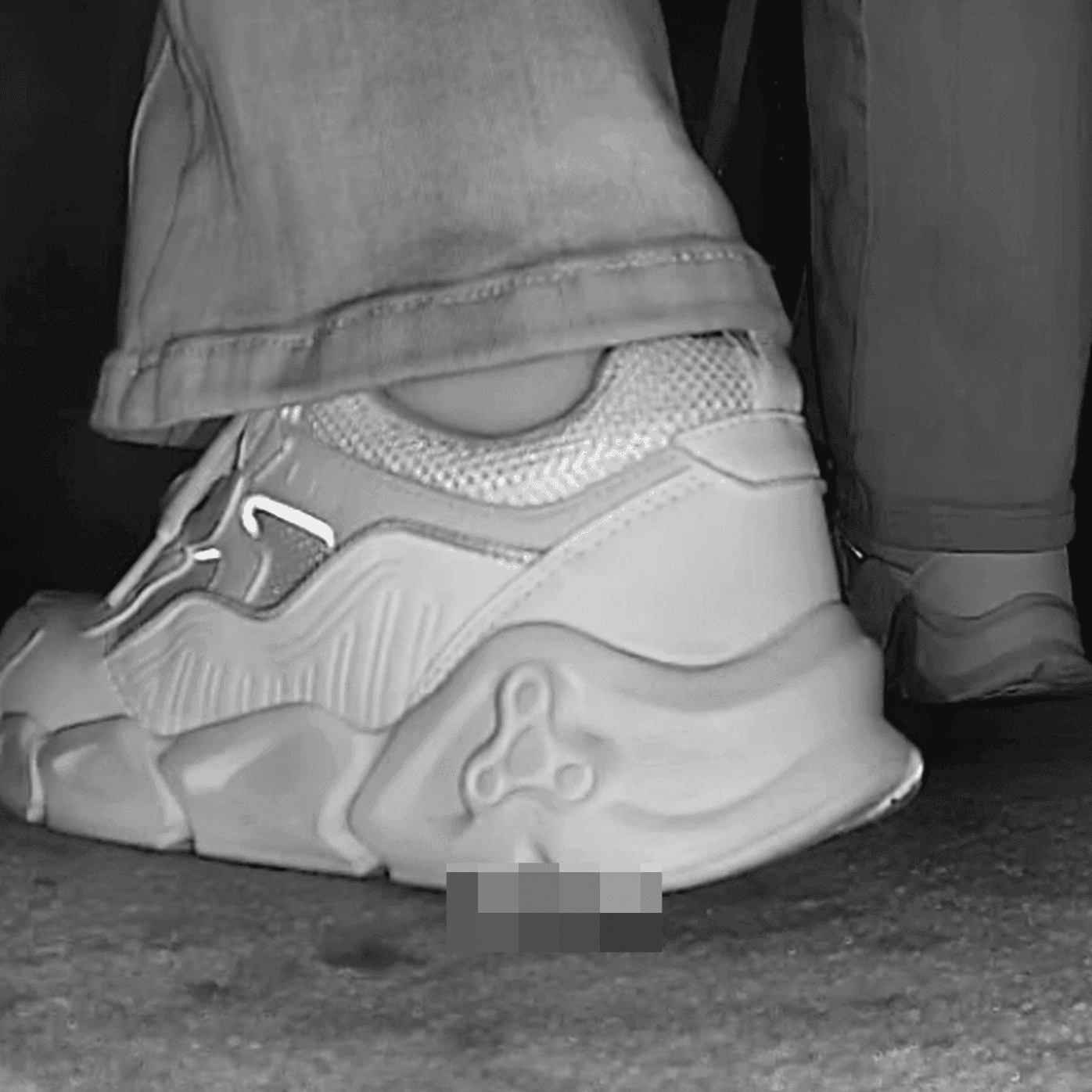 Woman in white sneakers candid crush in cinema