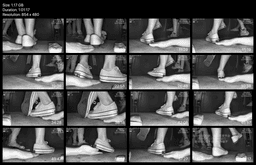 Girl in cinema wearing flat shoes + low-top Converse shoes candid trample hand