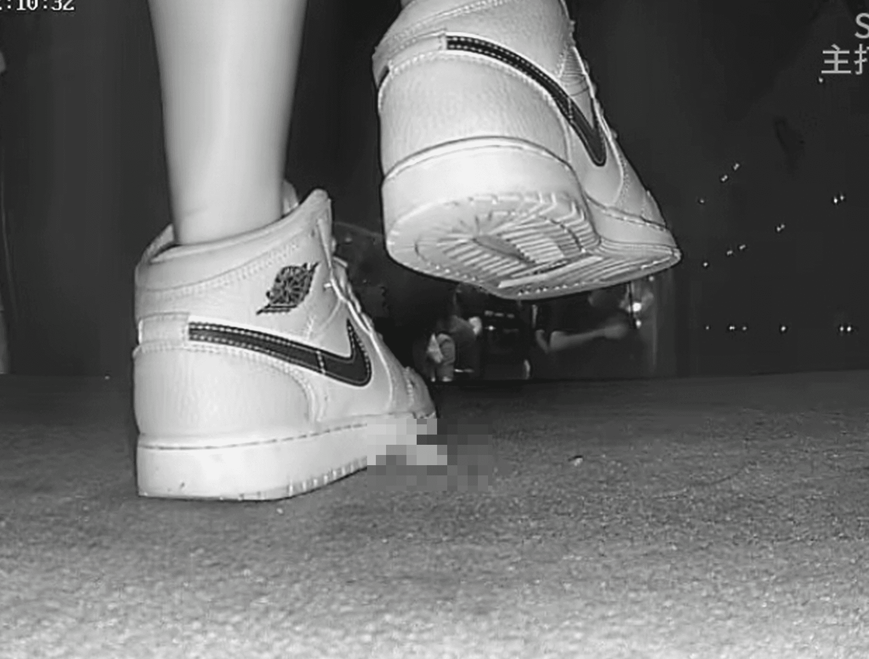 Cinema girl candid crush with Air Force 1 sneakers