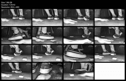 Girl in sneakers candid hand trample at cinema