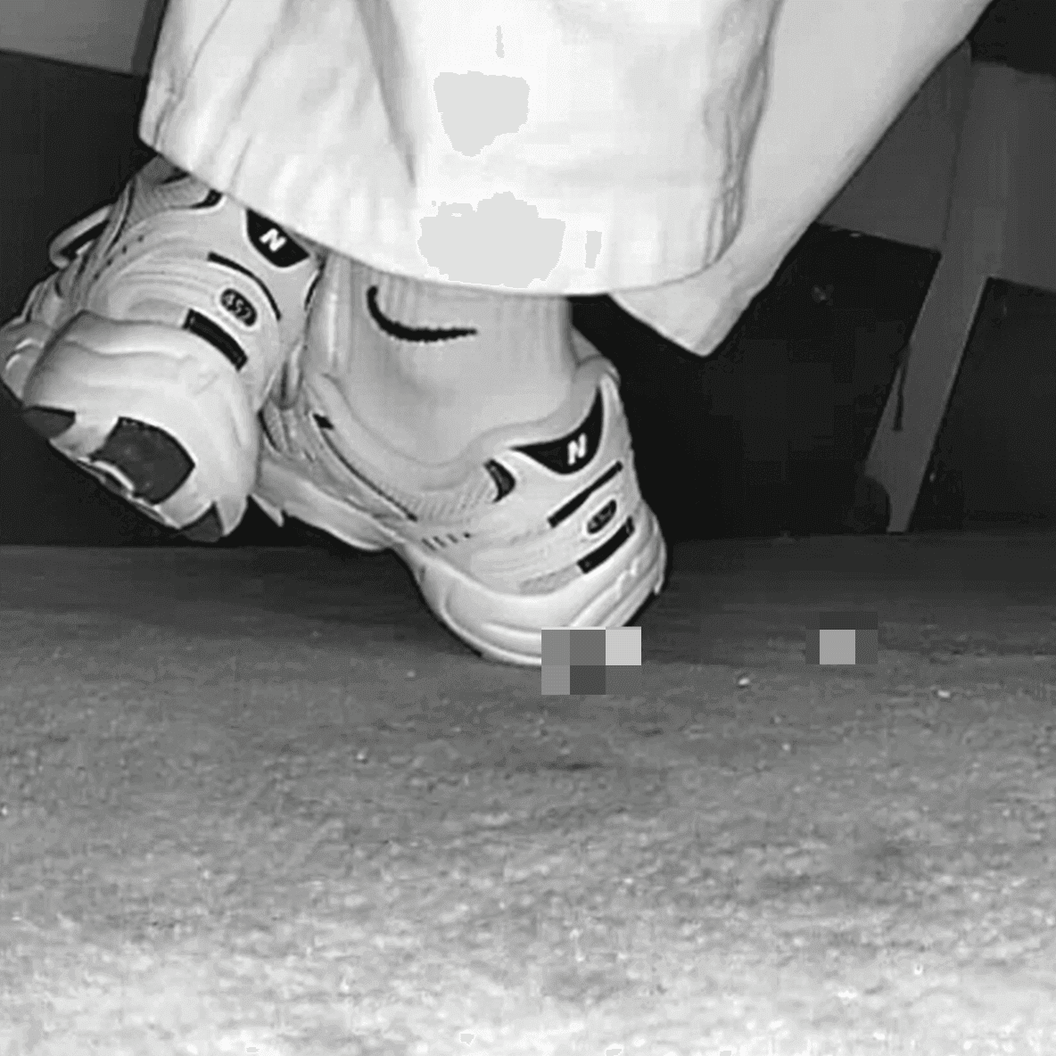 Woman in New Balance sneakers candid crush at the cinema