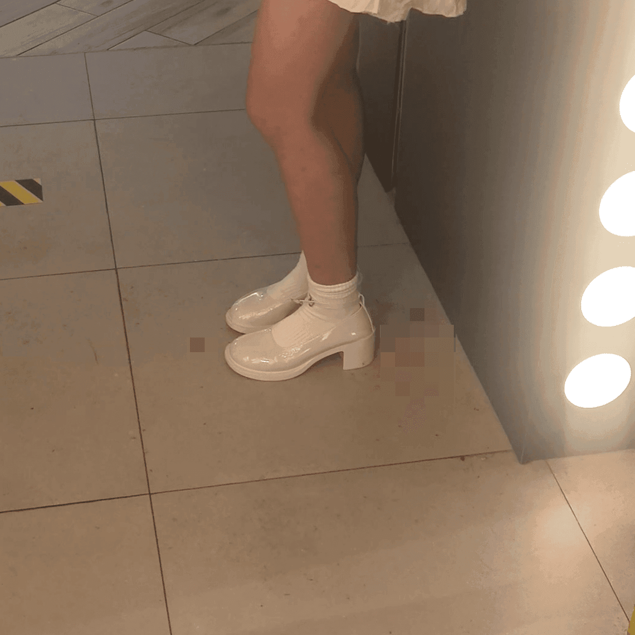Anime girl cosplay white socks and chunky heels candid crush