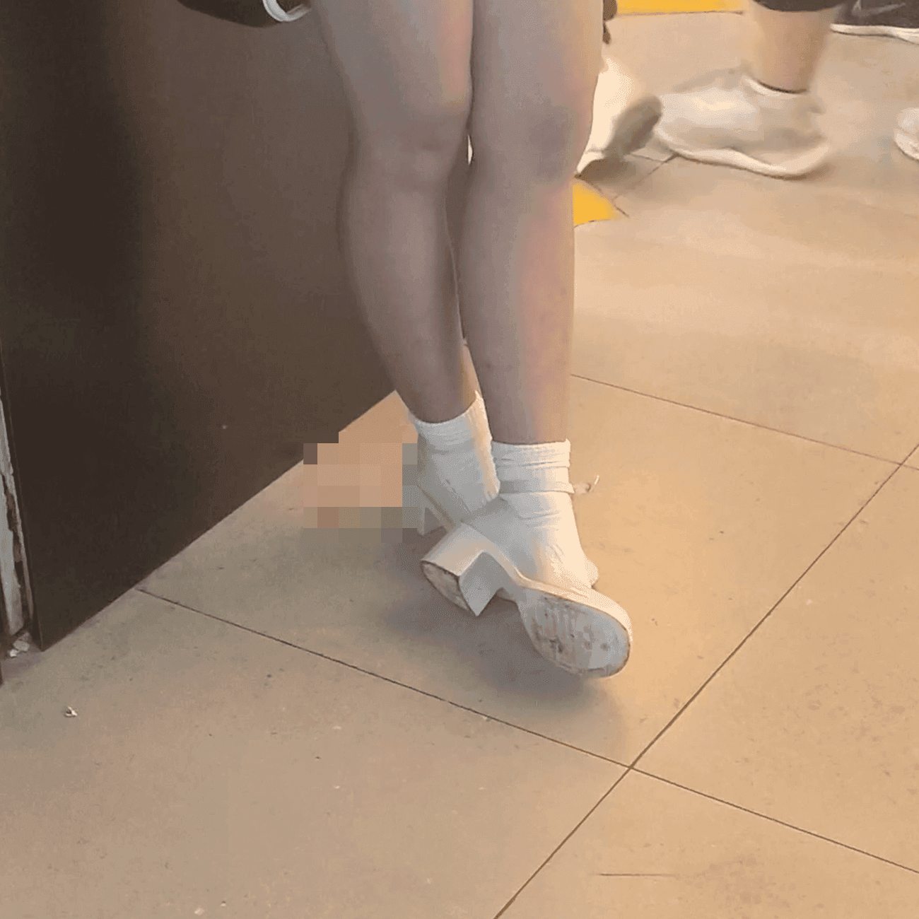 Anime girl cosplay white socks and chunky heels candid crush
