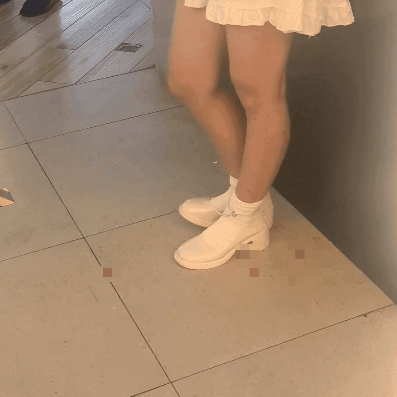 Anime girl cosplay white socks and chunky heels candid crush