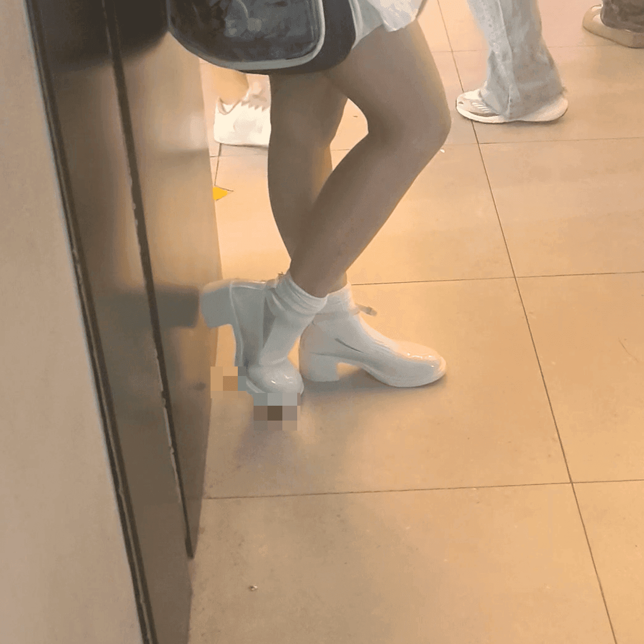 Anime girl cosplay white socks and chunky heels candid crush