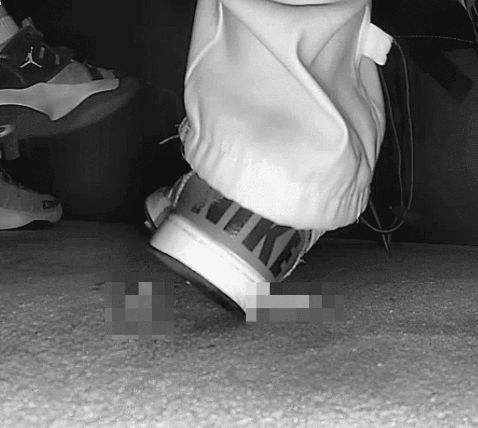 Girl in cinema candid crush with Nike Air Force sneakers