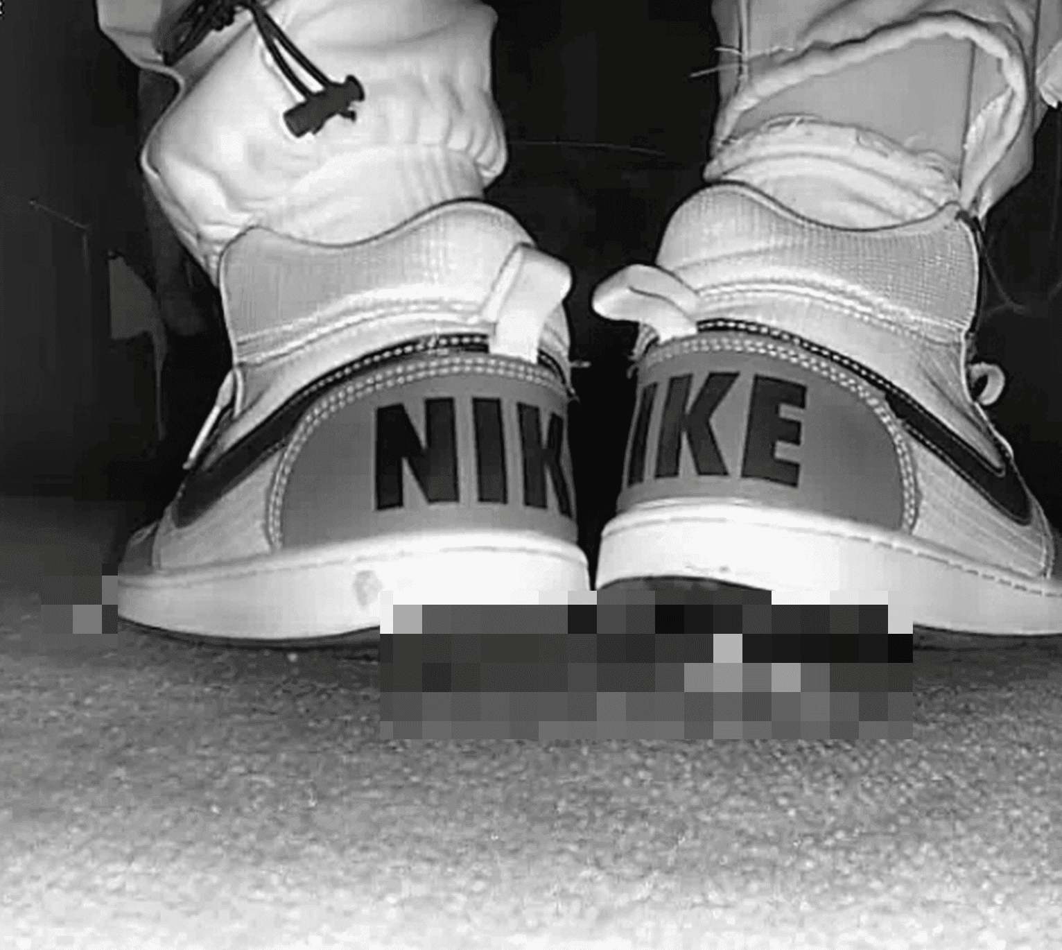 Girl in cinema candid crush with Nike Air Force sneakers