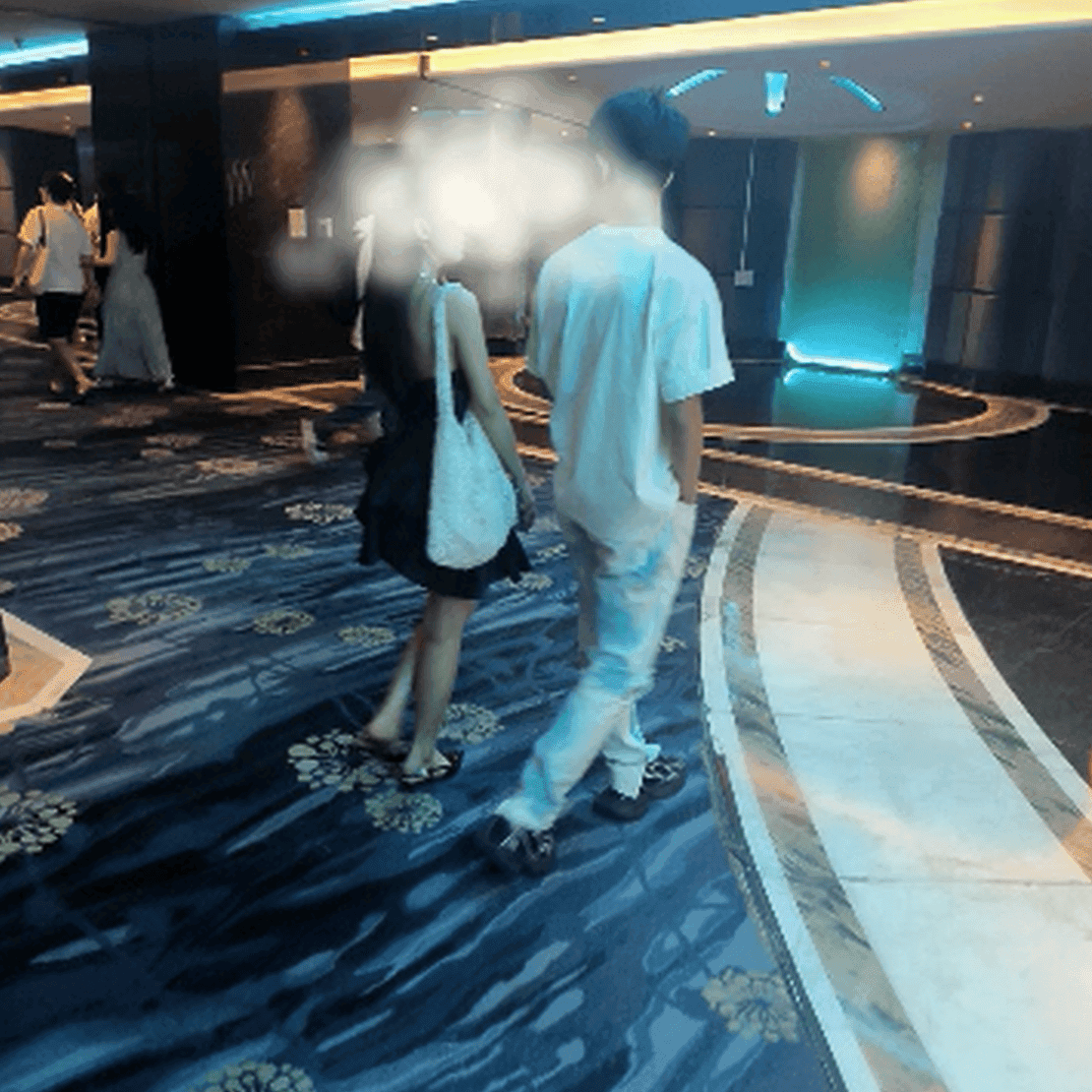 Woman candid crush with stiletto heels in cinema
