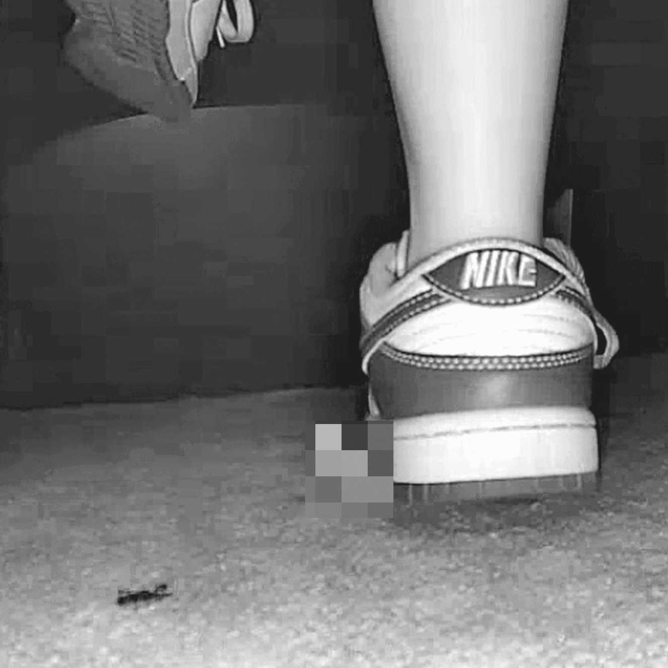 Girl at movie theater candid crush with Nike Dunks sneaker