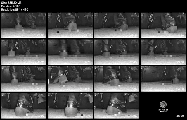 Woman in cinema candid crush with block-heeled boots