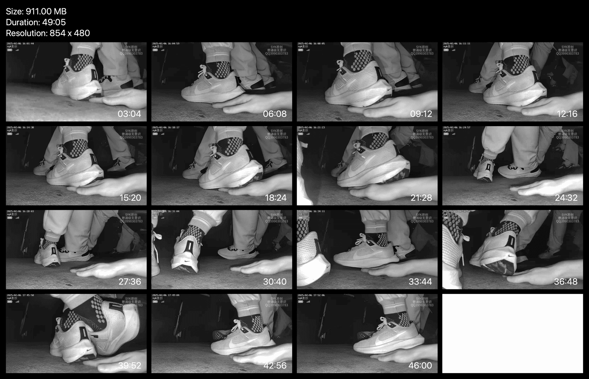 Cinema young girl candid hand trample with Nike running shoes