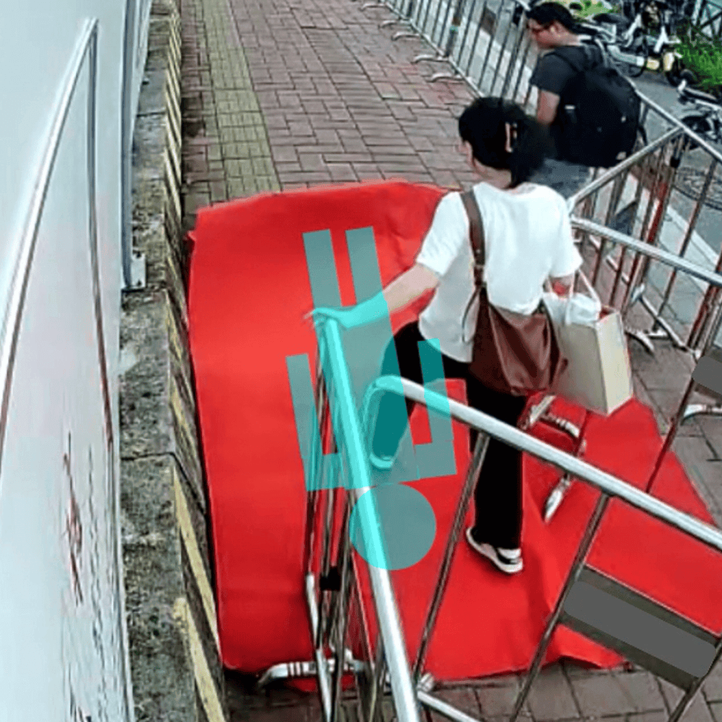 Outdoor human carpet trampled by girls (all girls) on the street