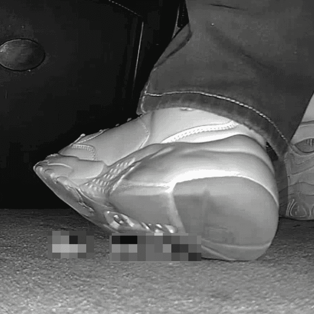 Woman in MLB sneakers candid crush in cinema