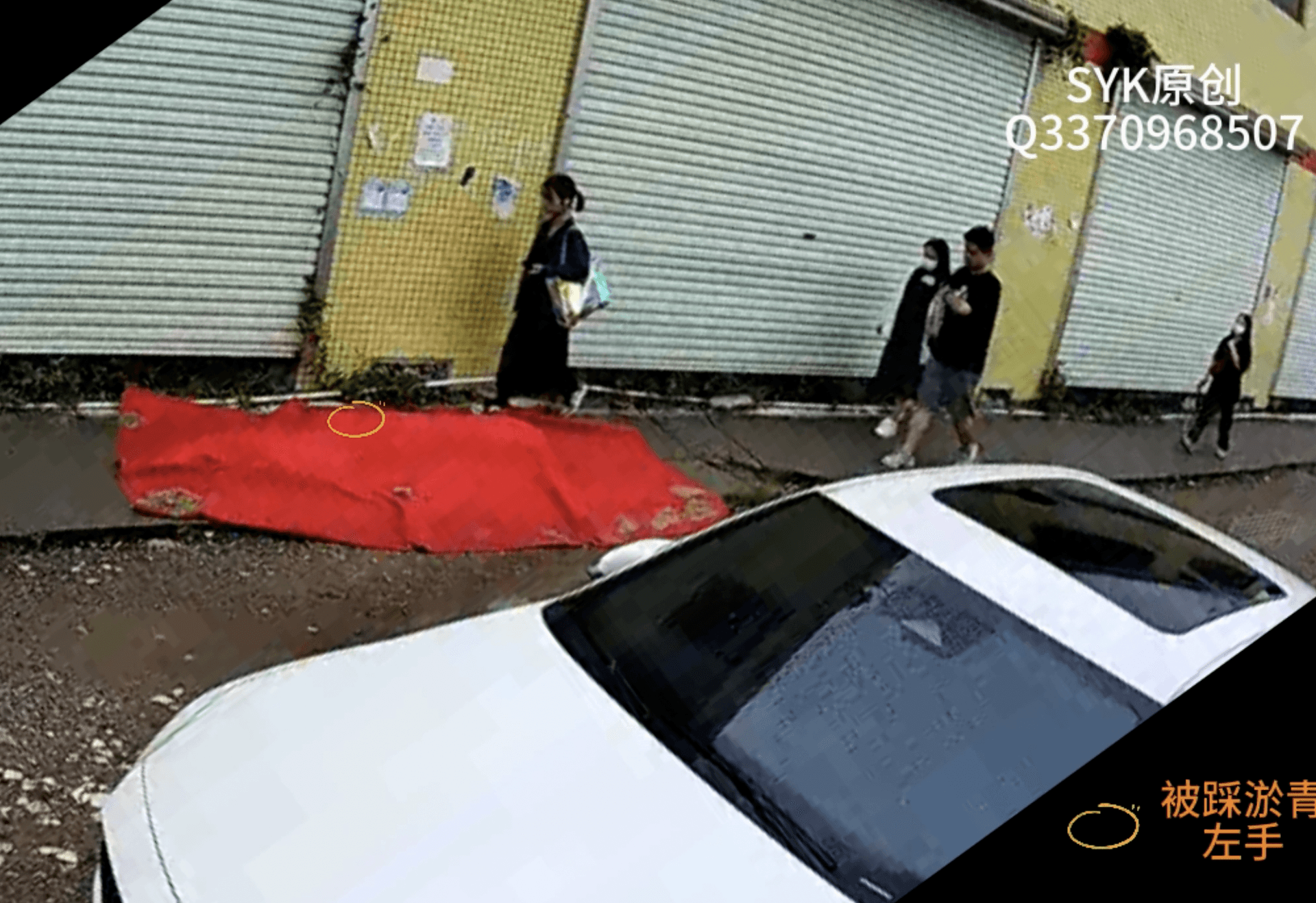 Outdoor human carpet trampled (both genders) on the street
