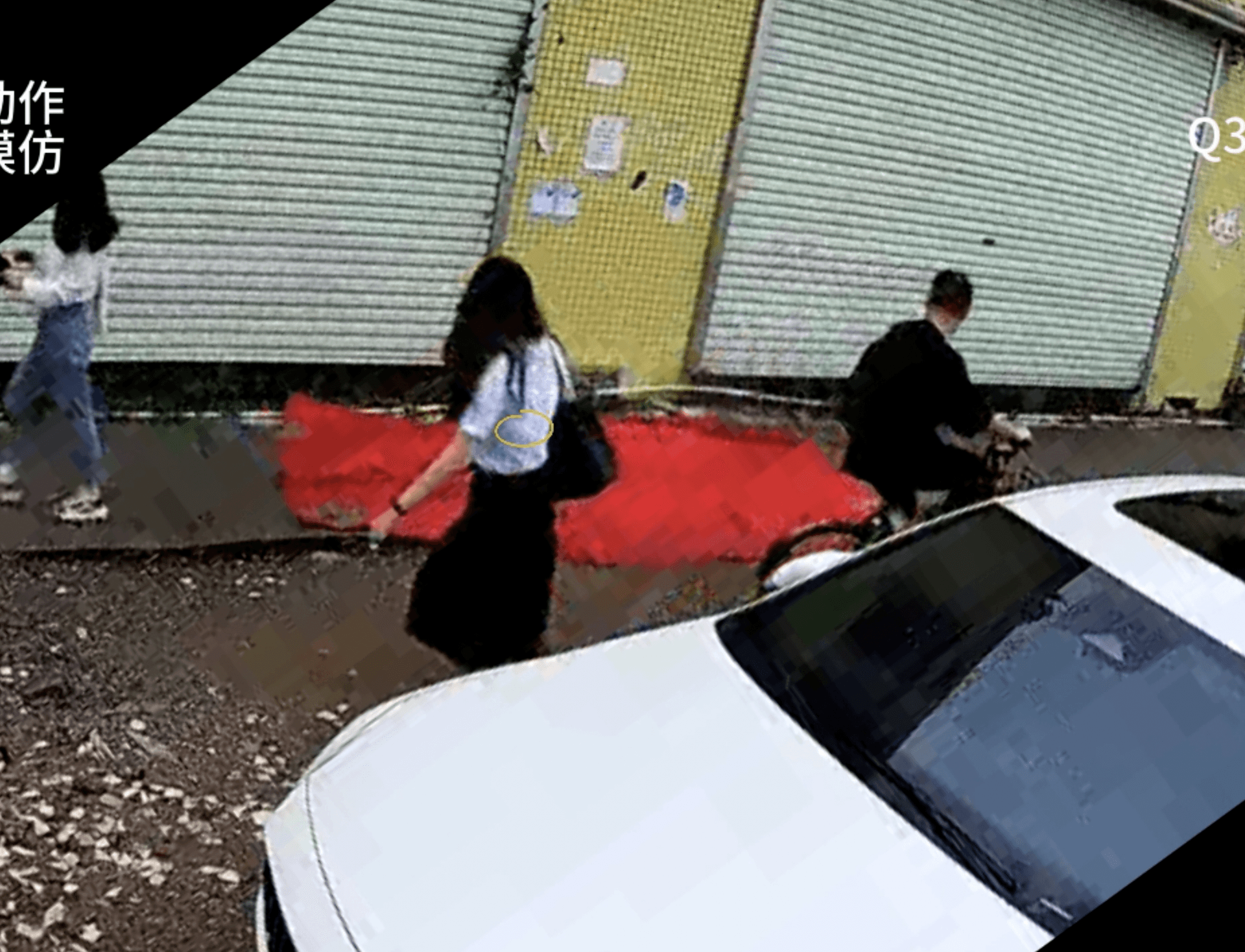 Outdoor human carpet trampled (both genders) on the street