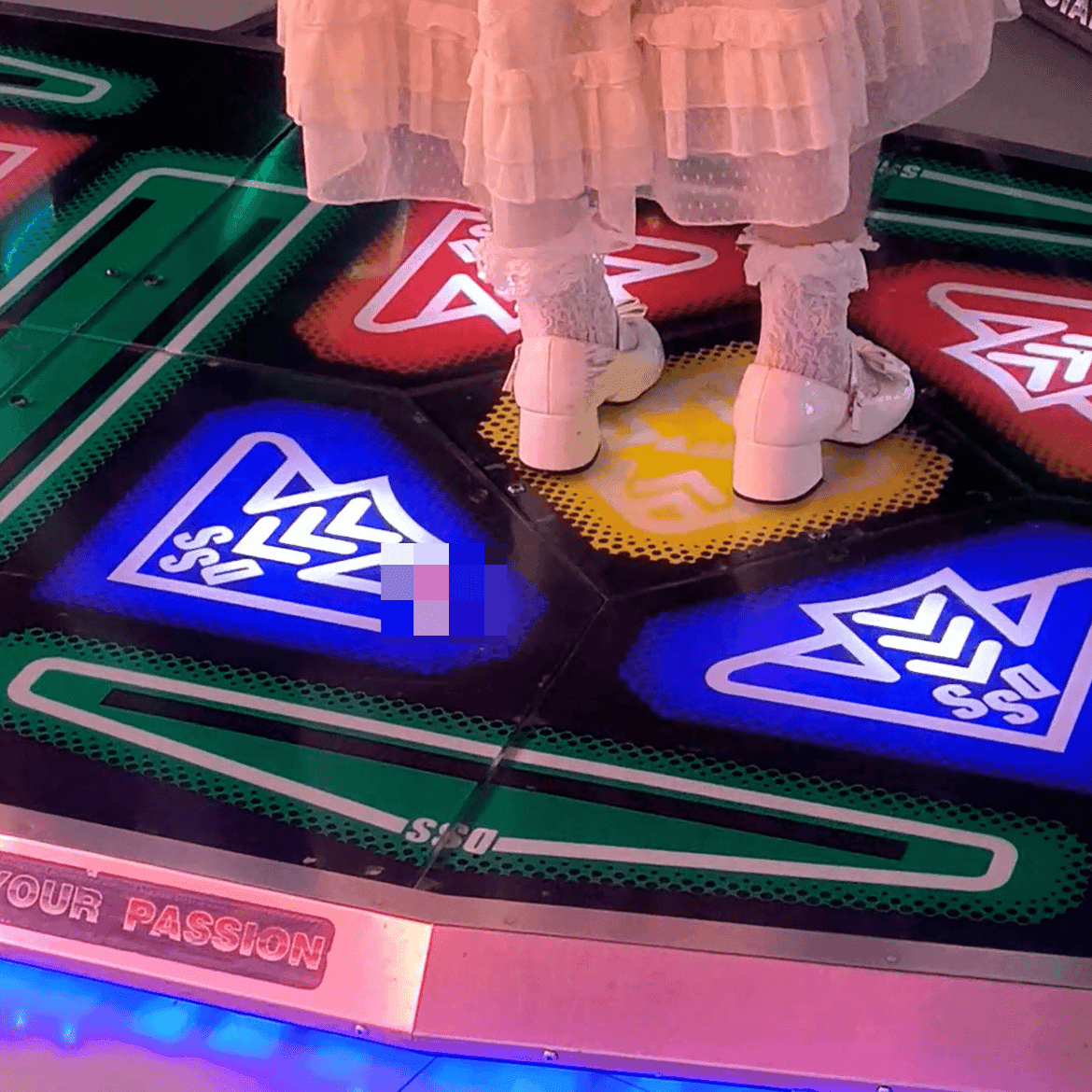 Dance machine woman in white leather shoes candid crush + Outdoor woman candid crush