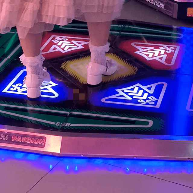 Dance machine woman in white leather shoes candid crush + Outdoor woman candid crush
