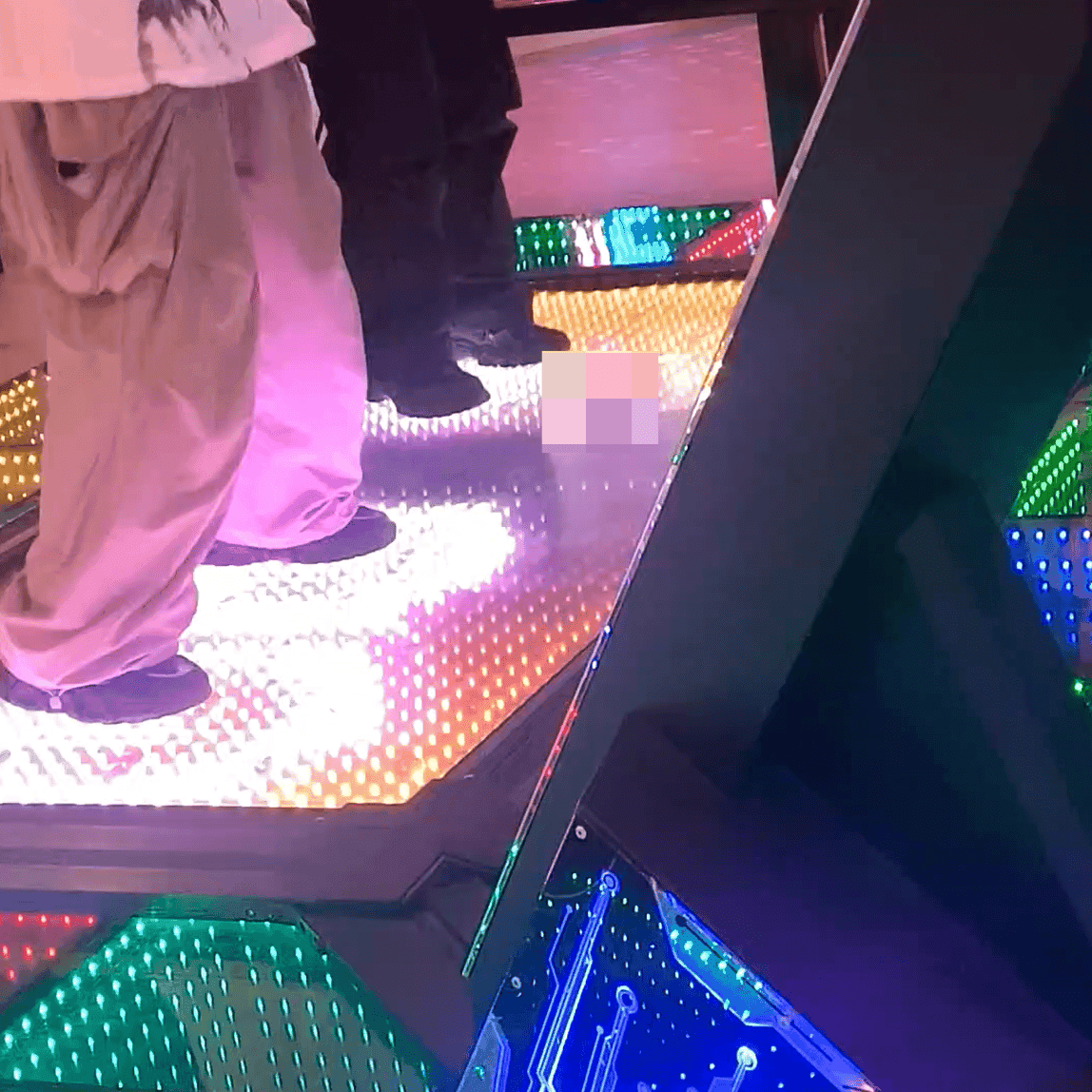 Two ladies in black sneakers candid crush on the dance machine
