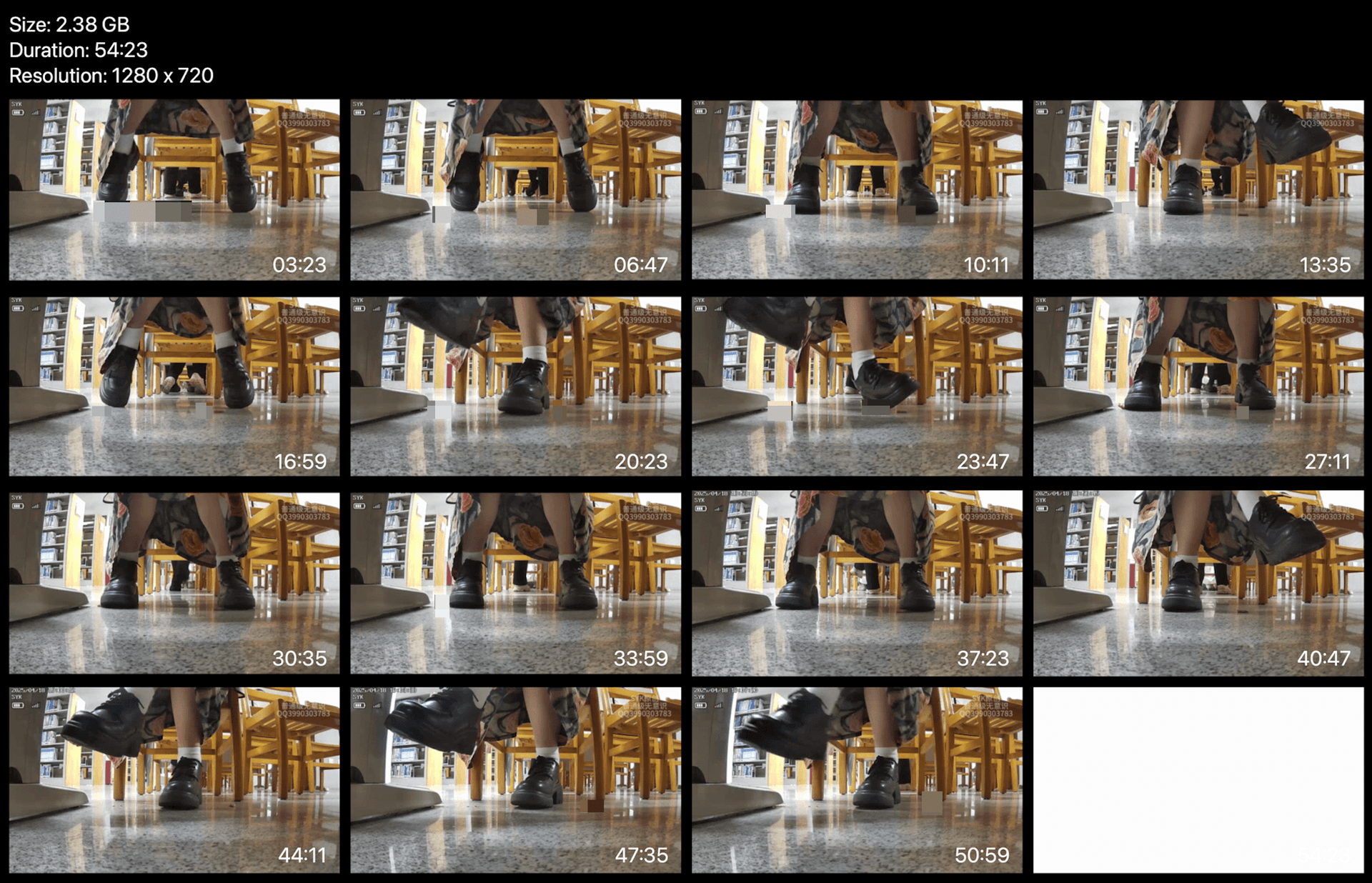 Woman in chunky heels candid crush under the library table