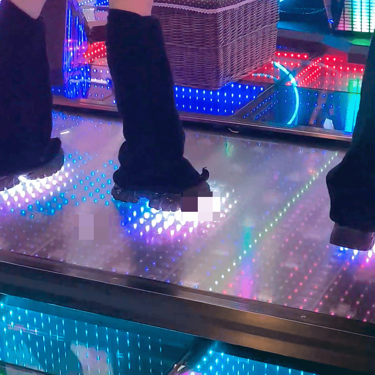 Dance machine two young women in black sneakers candid crush