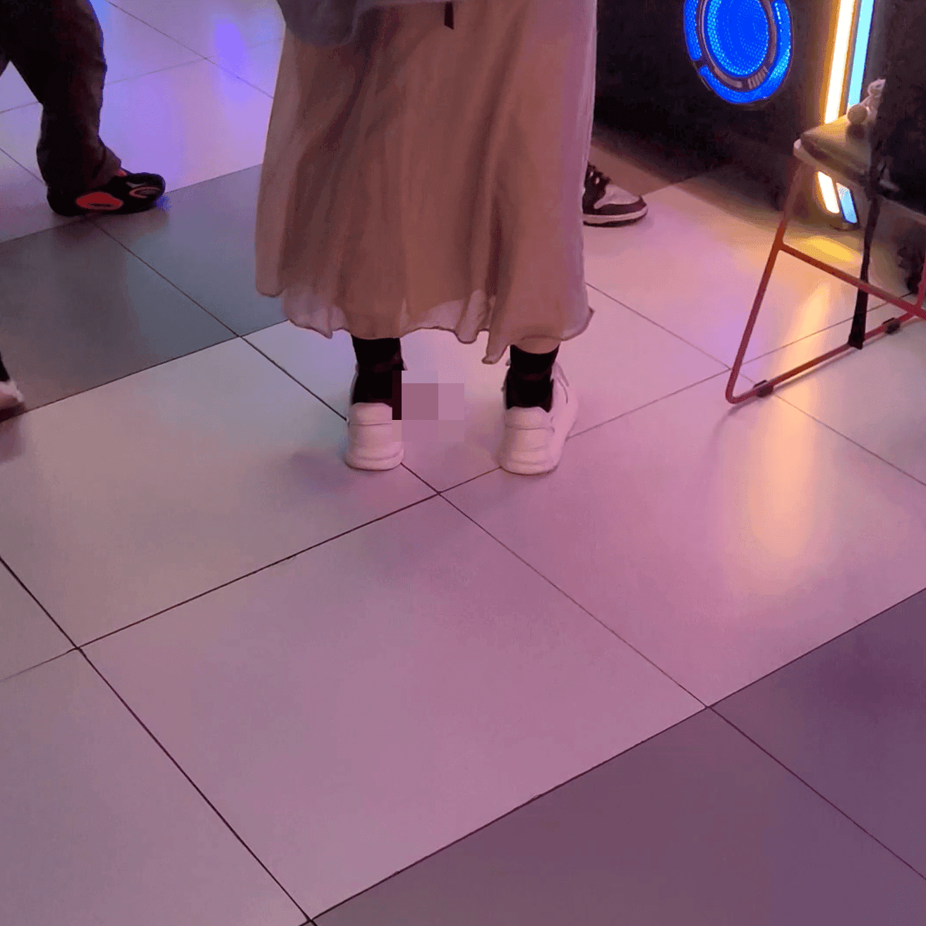 Dance machine two young women in black sneakers candid crush