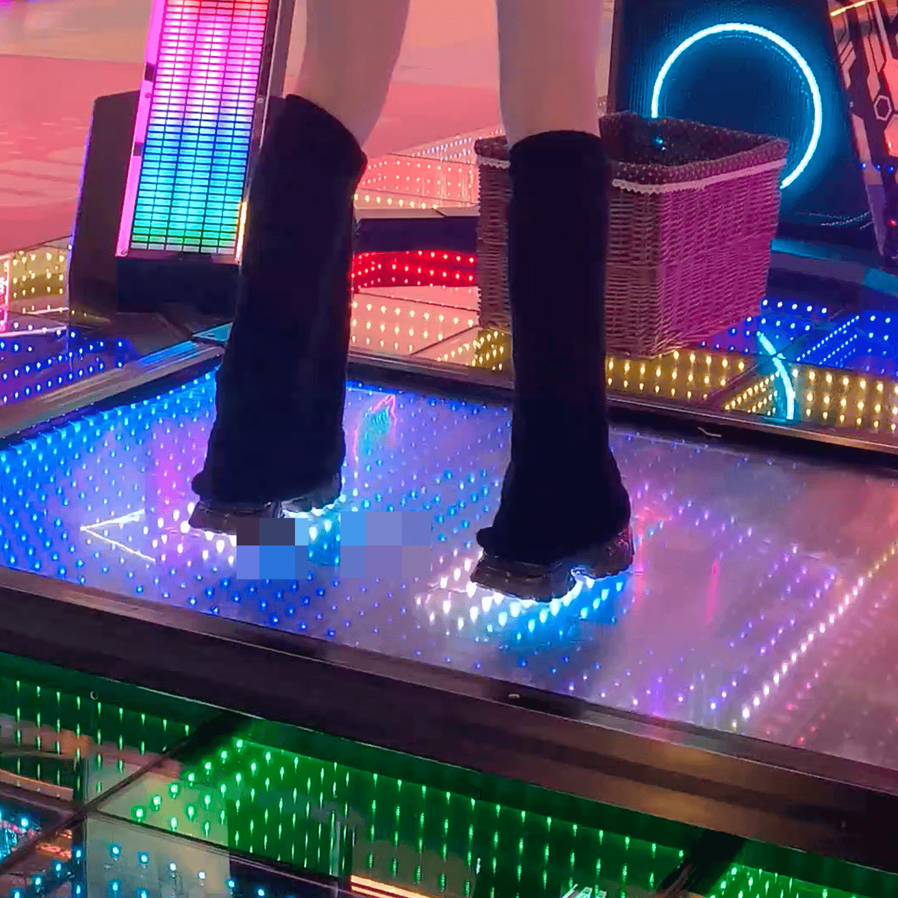 Dance machine two young women in black sneakers candid crush
