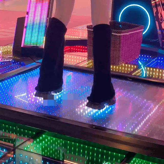 Dance machine two young women in black sneakers candid crush