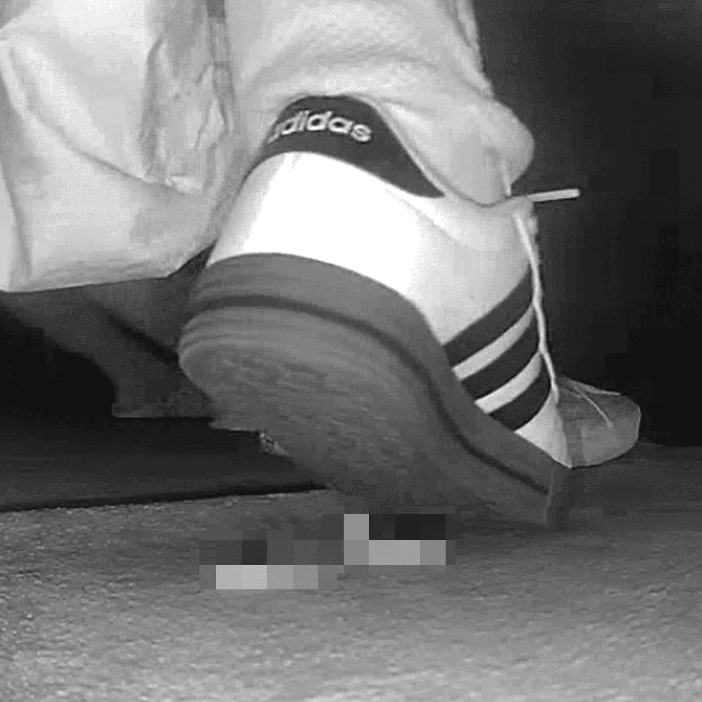 Cinema woman in a dress and Adidas sleek shoes candid crush