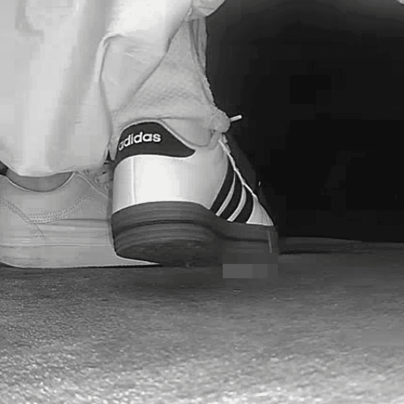 Cinema woman in a dress and Adidas sleek shoes candid crush