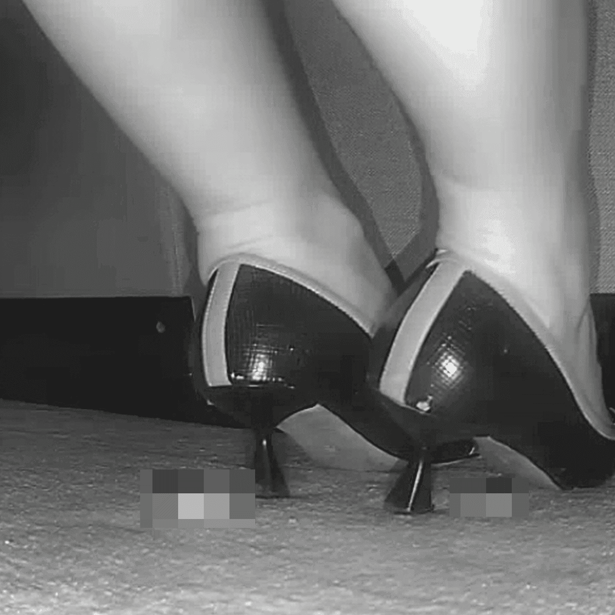 Woman in cinema wearing high heels candid crush