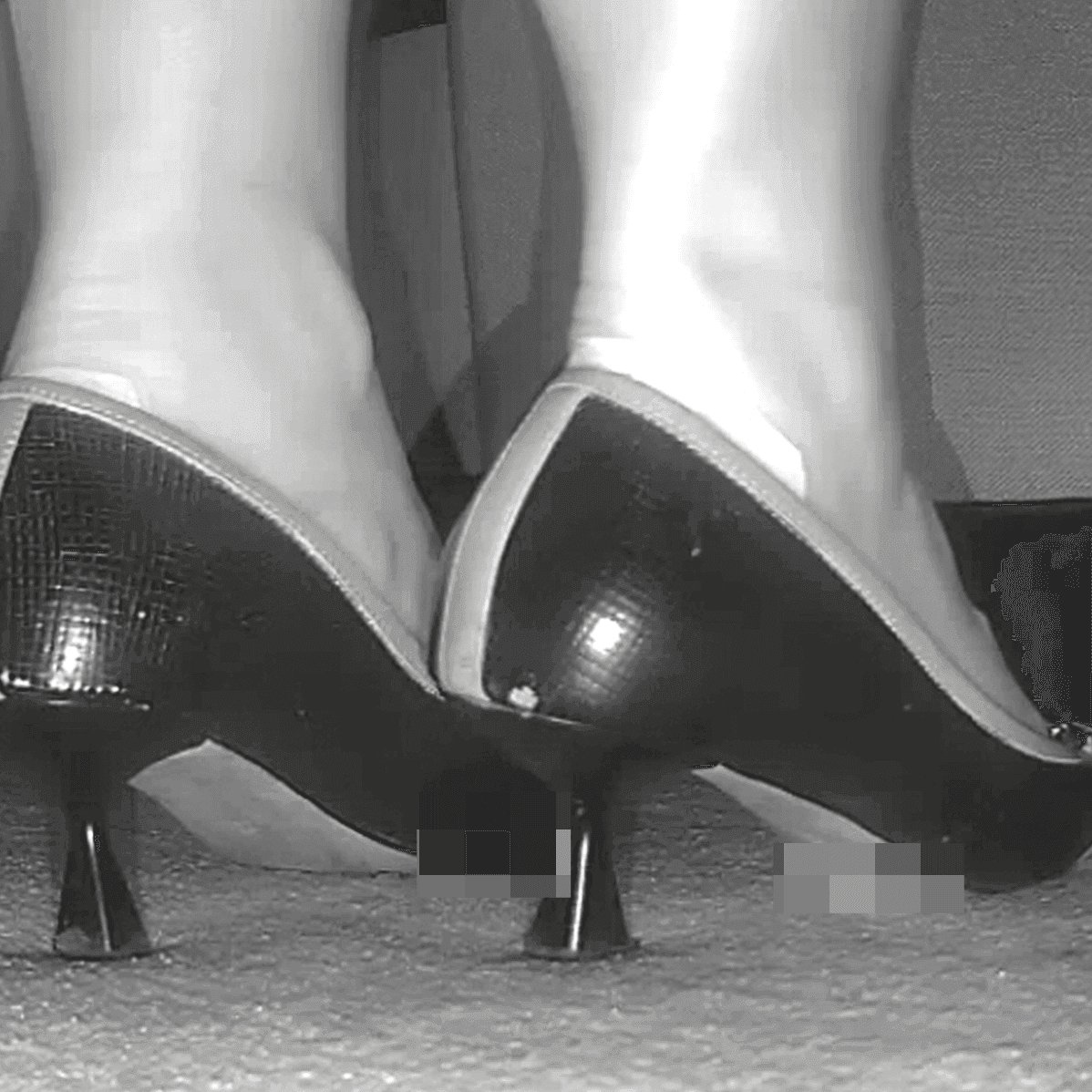 Woman in cinema wearing high heels candid crush