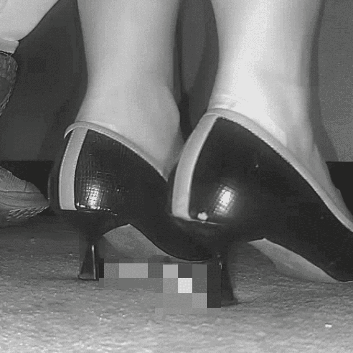 Woman in cinema wearing high heels candid crush