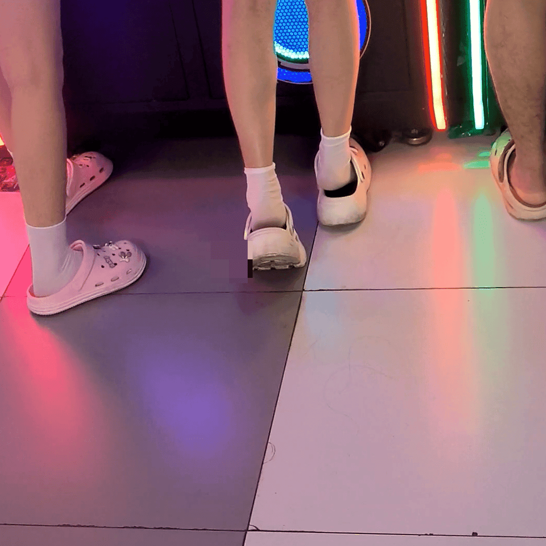 Game arcade woman candid crush + Dance machine woman in calf socks and sneakers candid crush