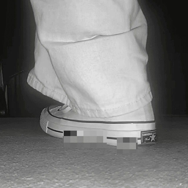 Woman in high-top Converse canvas shoes candid crush at the cinema