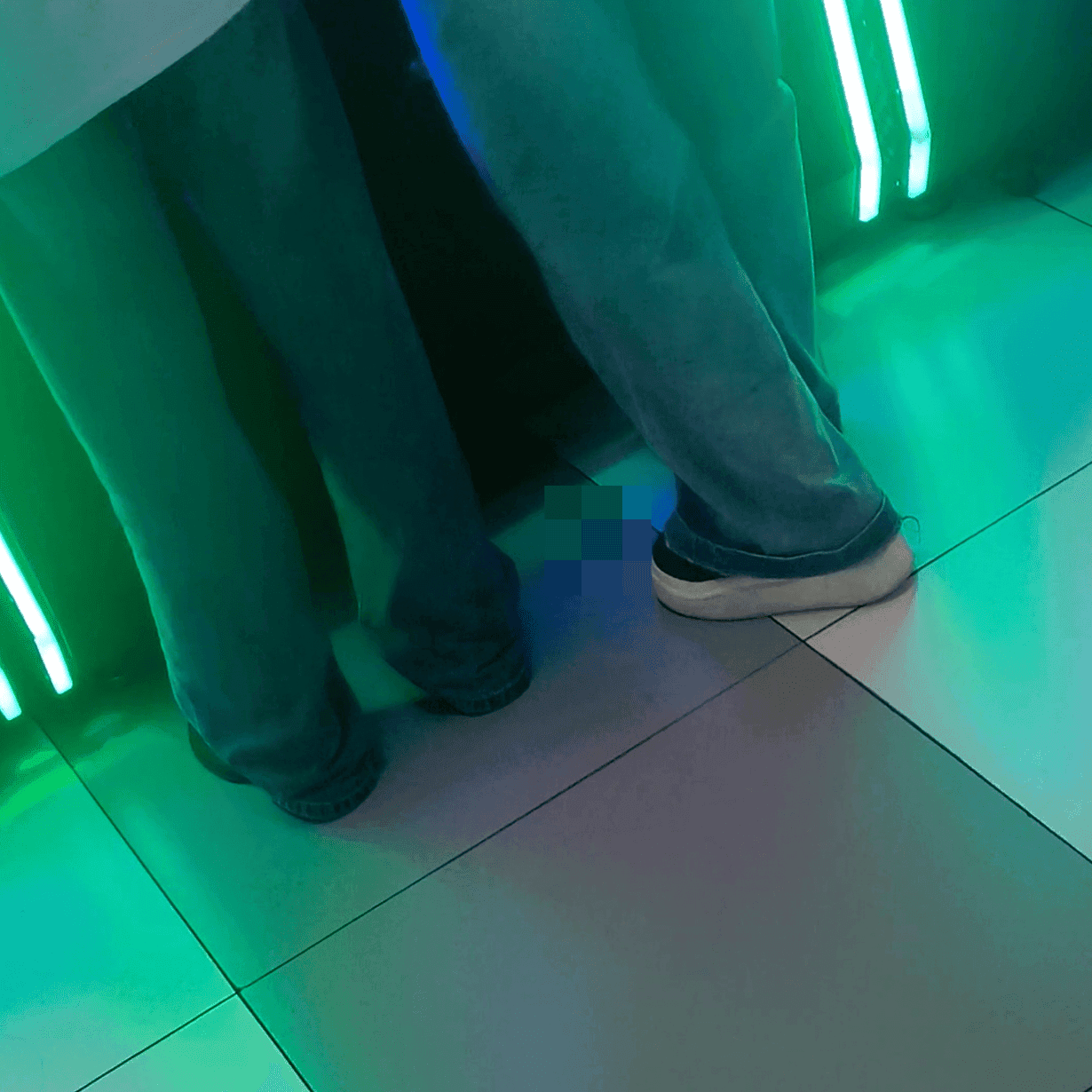 Game arcade woman repeatedly candid crush with sneakers and leather shoes while playing the basketball shooting game