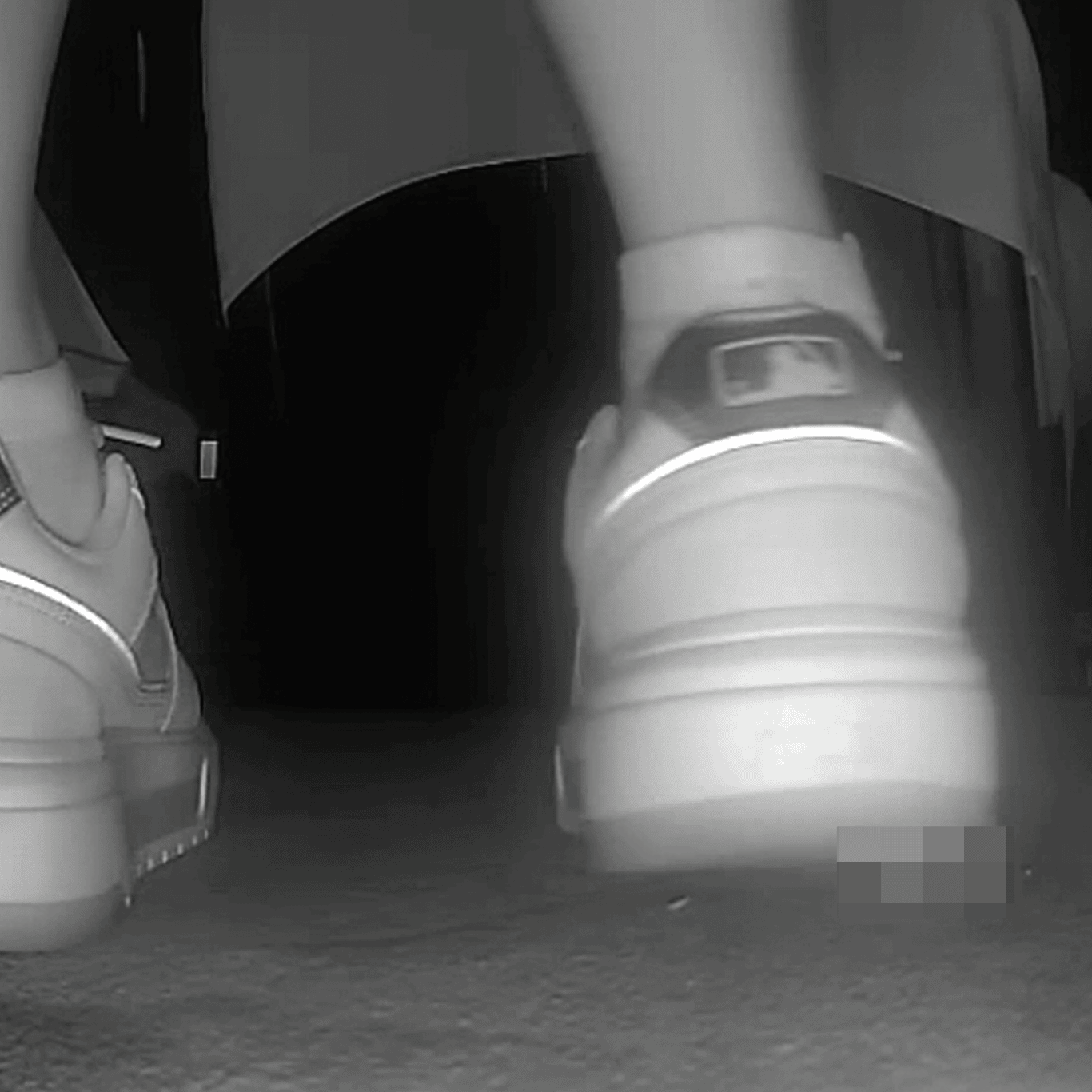 Lady in white socks and MLB chunky sneakers candid crush at cinema