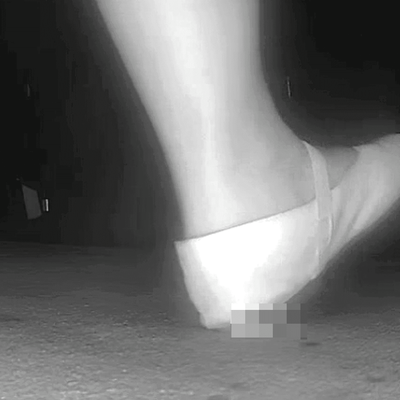 Woman candid crush with flat shoes at the cinema