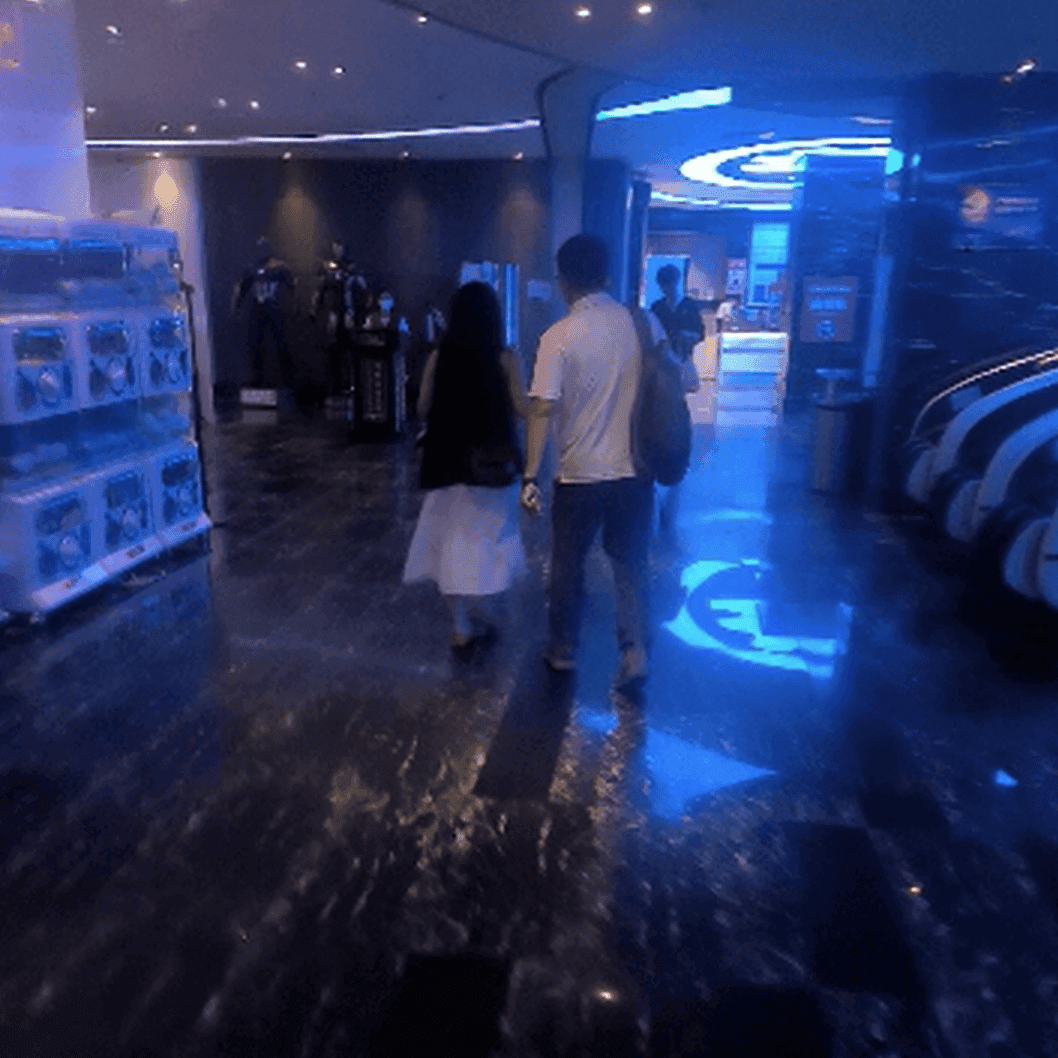 Woman candid crush with flat shoes at the cinema