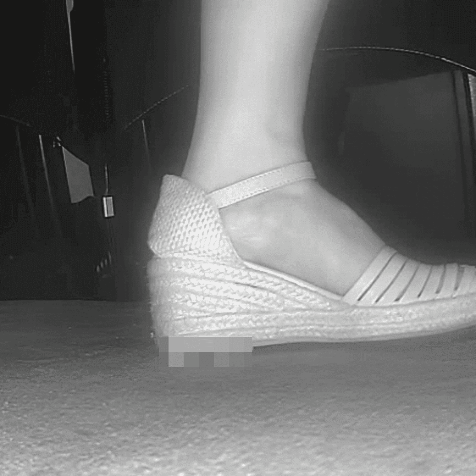 Woman in dress and wedge sandals candid crush at the cinema