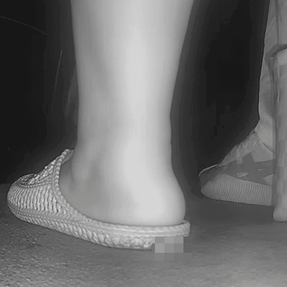 Woman in high-top canvas shoes and sneakers candid crush at the cinema