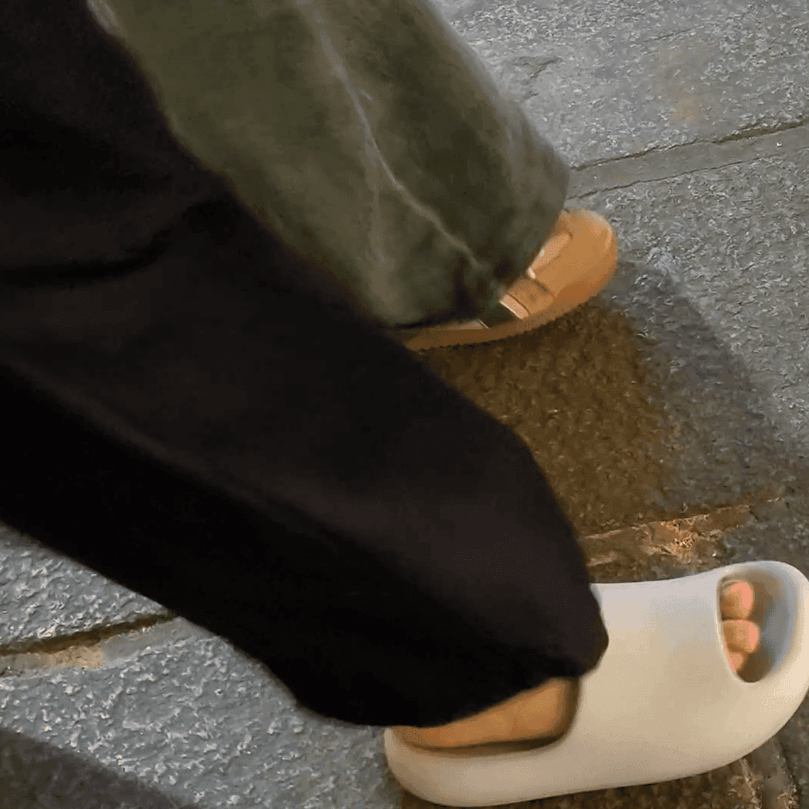 Outdoor woman in white sneakers candid crush + Anime convention lady in leather shoes candid crush and noticed