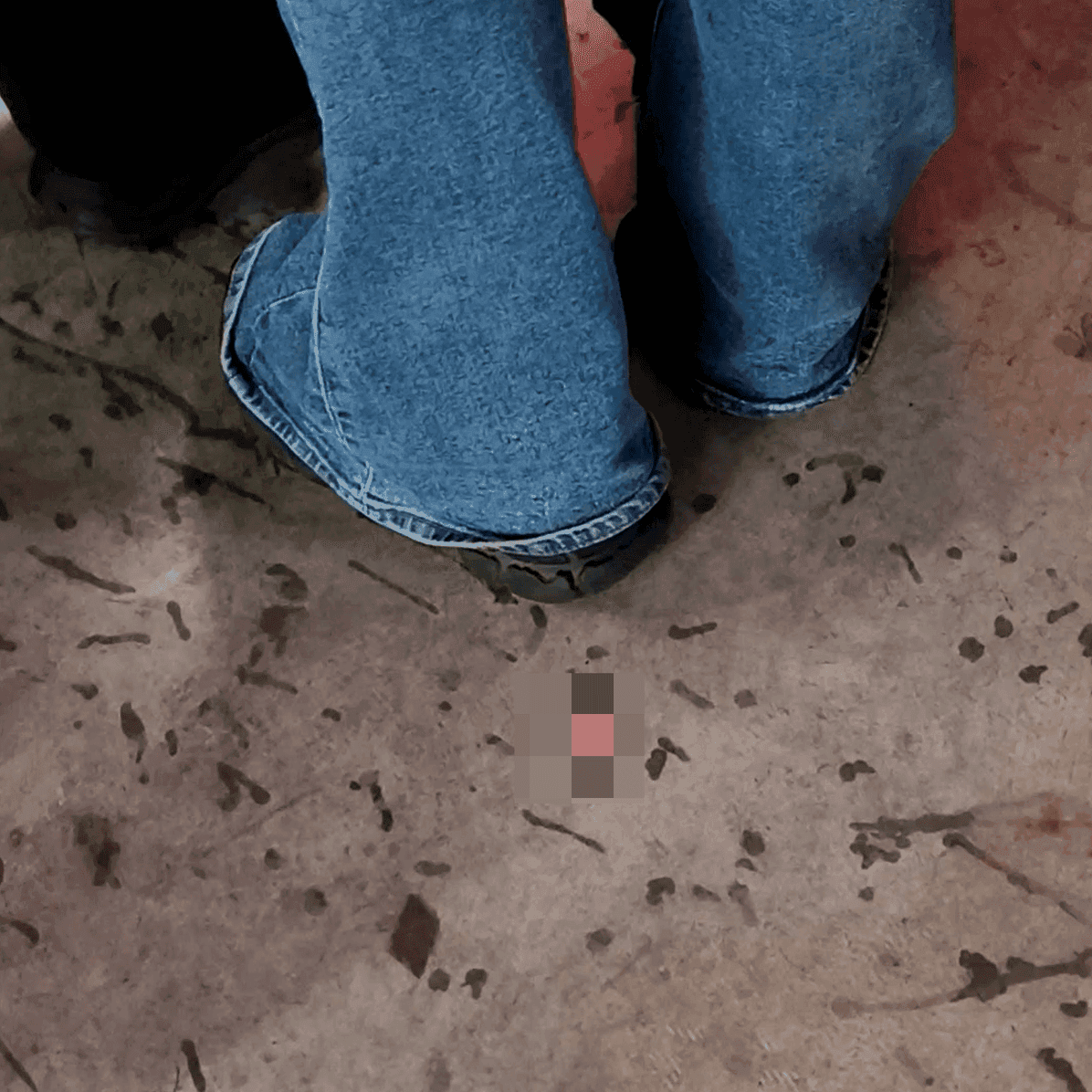 Outdoor plaza women in boots and leather shoes candid crush