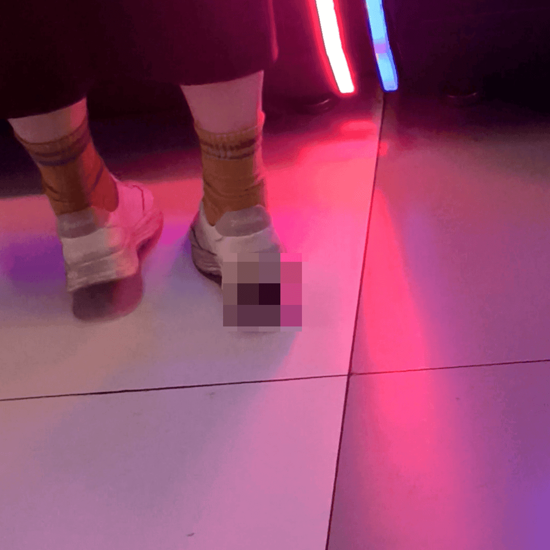 Anime convention cosplay lady in chunky-heeled leather shoes and ankle boots candid crush