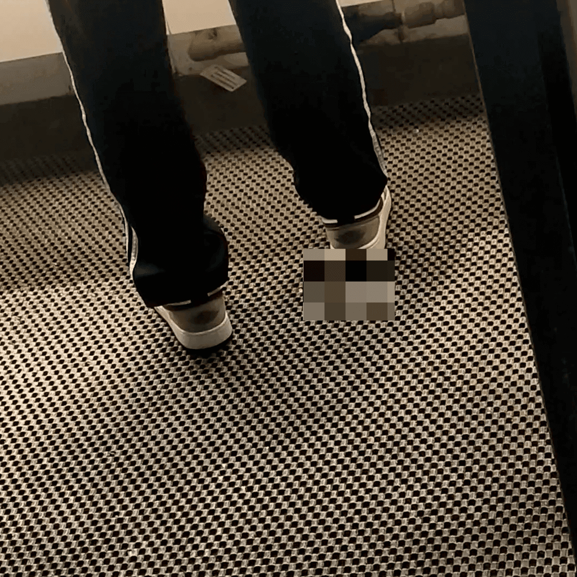 Multiple women in sneakers candid crush at the women's restroom entrance