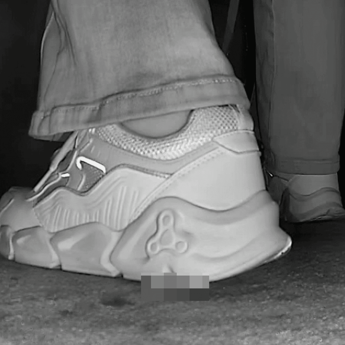 Woman in white sneakers candid crush in cinema