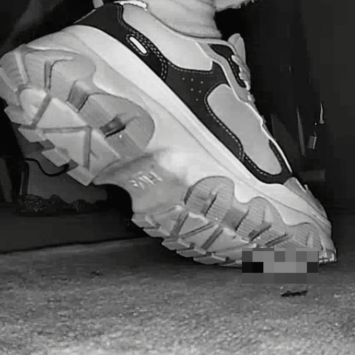 Beautiful woman wearing Fila sneaker candid crush in movie theater