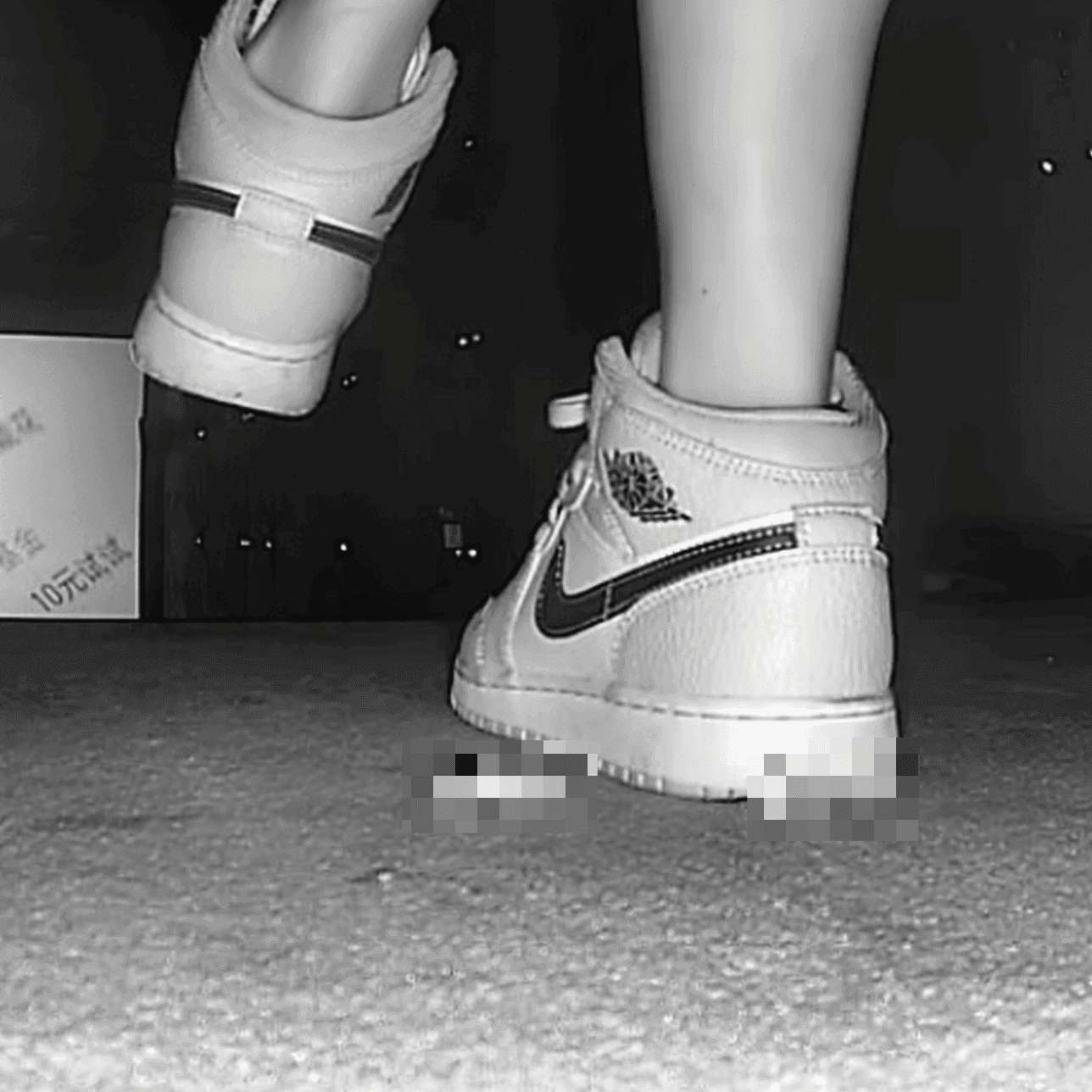 Cinema girl candid crush with Nike Air Force 1 sneaker