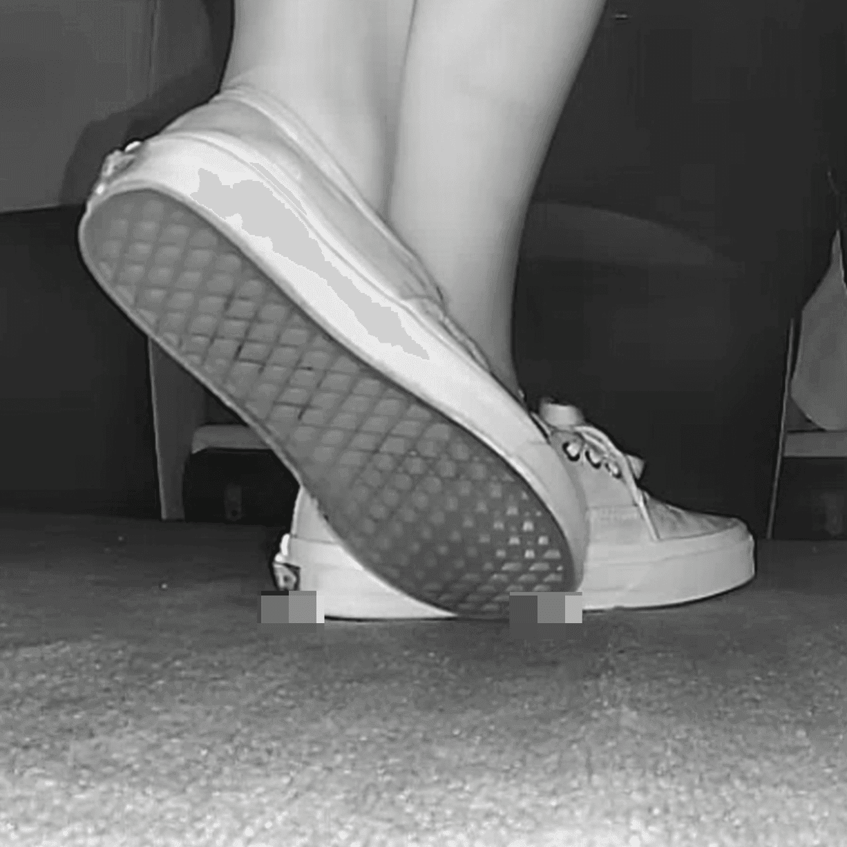 Girl in cinema candid crush with long skirt and Vans shoes